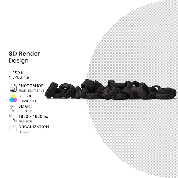 PSD car tire pile medium