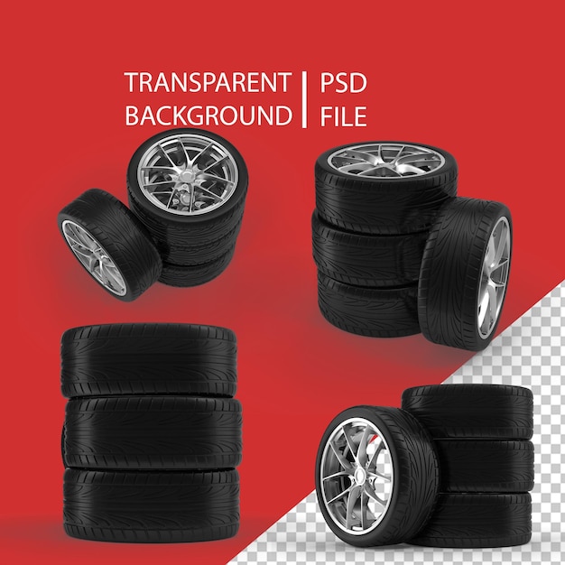 PSD car tire stack png