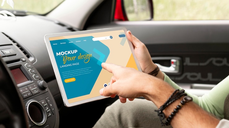 PSD car travel concept mock-up