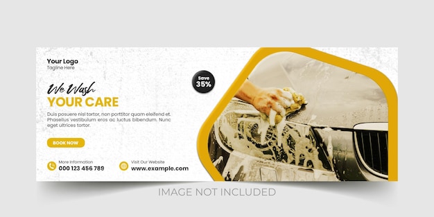 Car wash cleaning service social media facebook cover and web banner template