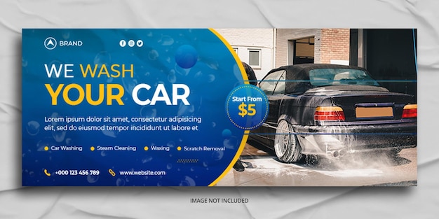 PSD car wash facebook cover and web banner template