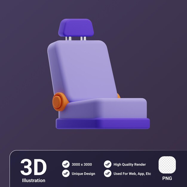 PSD car wash object car seat 3d illustration