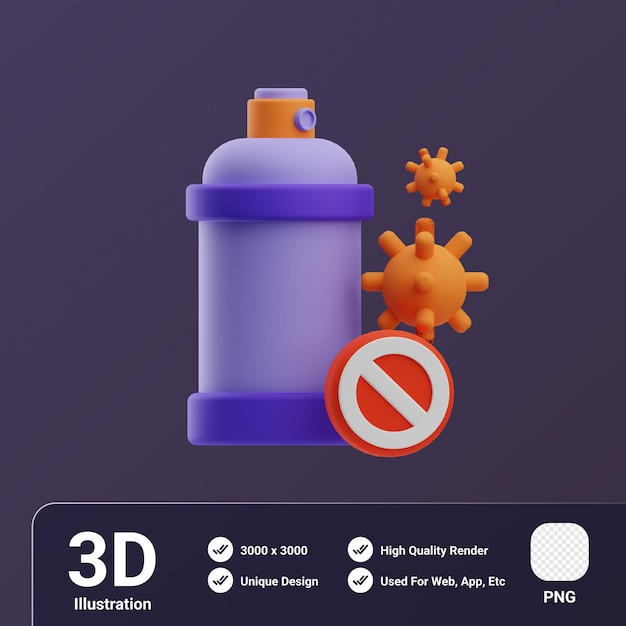 洗車オブジェクト消毒剤の 3 D イラストレーション