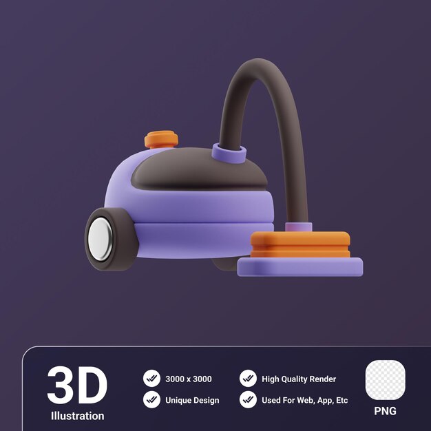 PSD car wash object vacuum cleaner 3d illustration