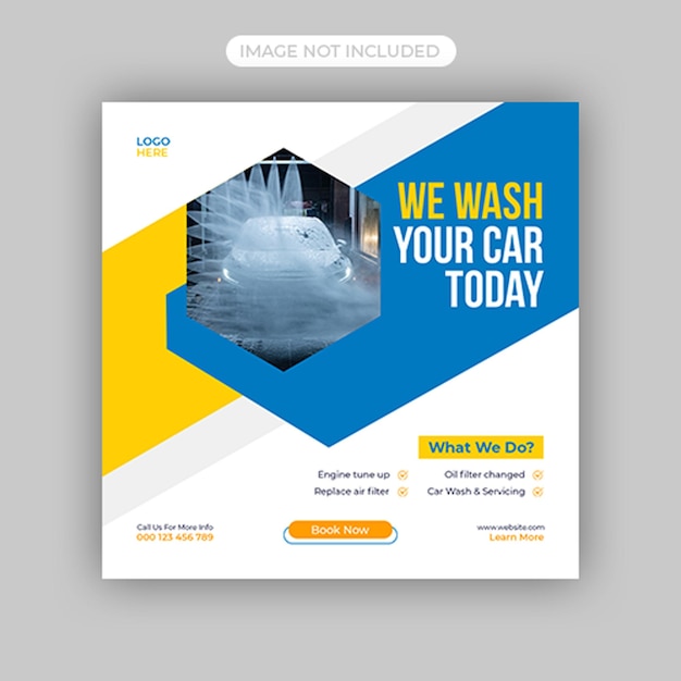 Car wash social media facebook post en instagram flyer template