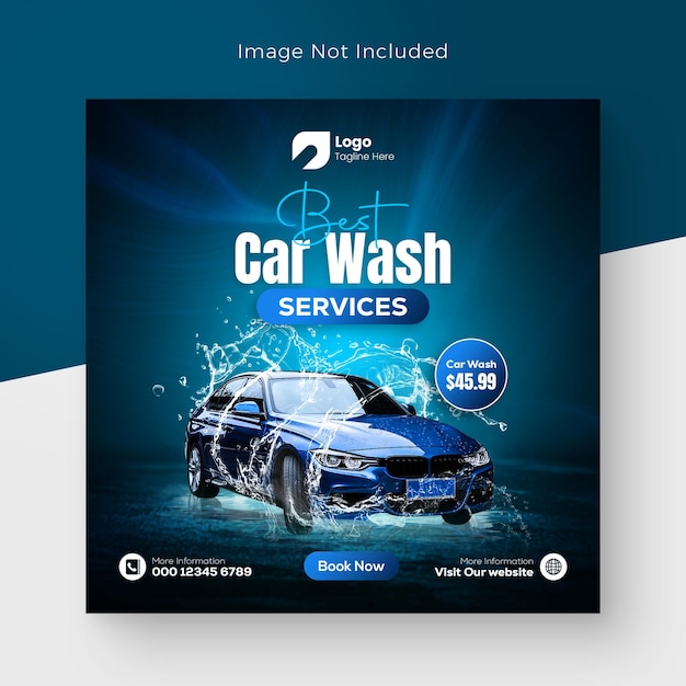 PSD car washing service social media post or car promotion banner and psd luxury car rental promotional