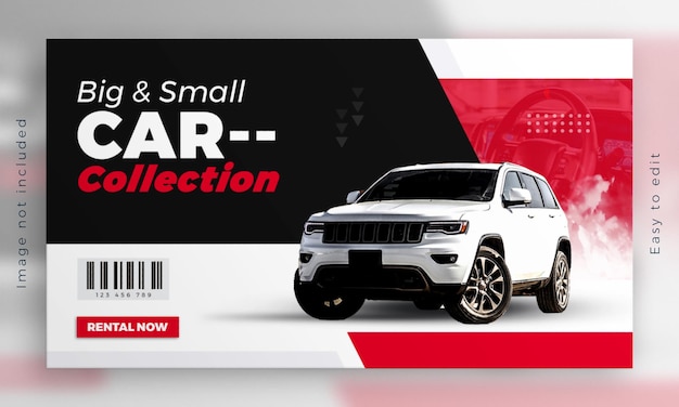 PSD car web banner template horizontal social media facebook cover post advertising template design