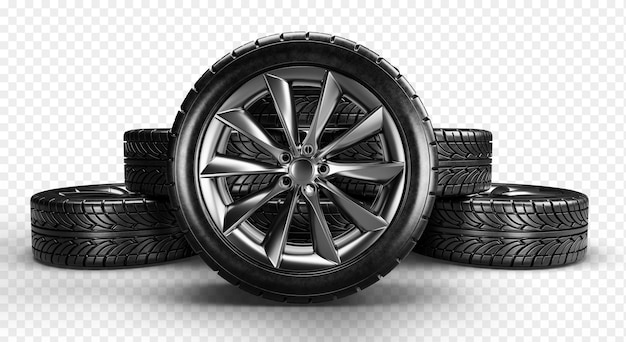 PSD car wheel isolated on transparent background 3d rendering illustration