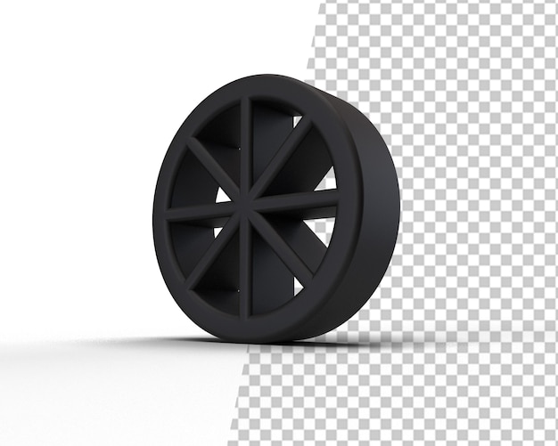 PSD car wheels black element 3d rendering