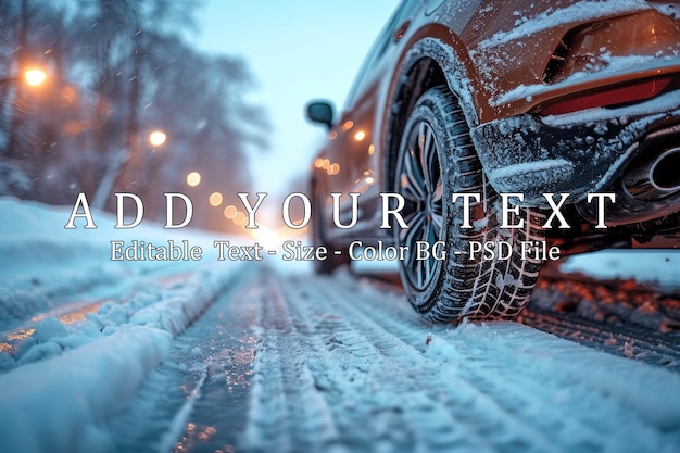 PSD car with tires running in the snow