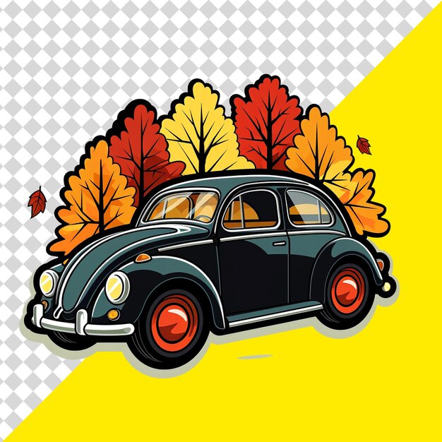 PSD car with yellow flowers png