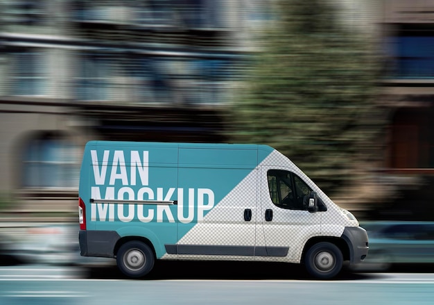 Car Wrap Mockup Psd realistische voertuig vrachtwagen commerciële stickers ev mockup sjabloon