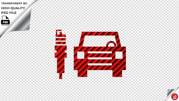 PSD car5 r39 ikonka wektorowa czerwona paskowa płytka psd przezroczysta