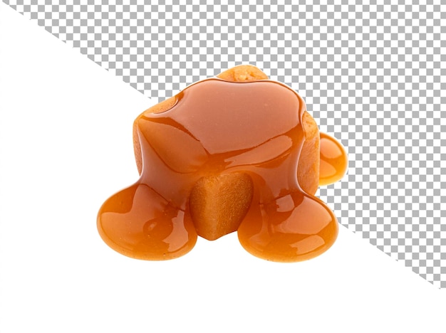 PSD caramel candies and caramel sauce isolated