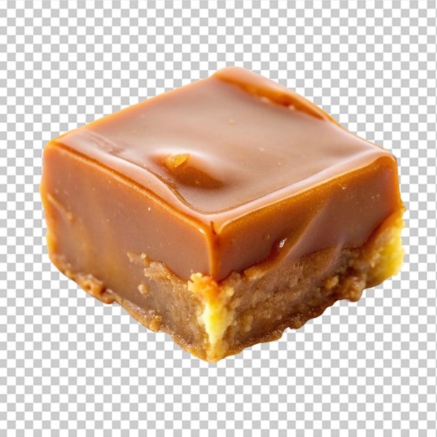 PSD caramel candies glazed with caramel sauce isolated transparent background