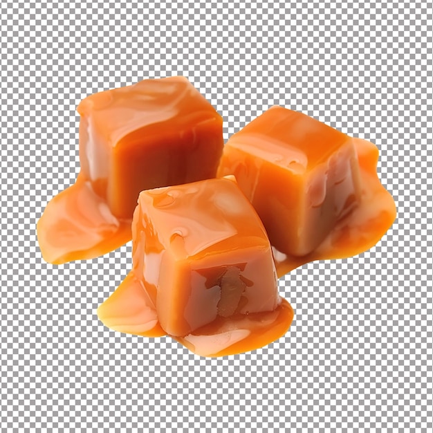 PSD caramel candies on a white background