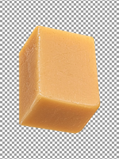 caramel candy cube shape front view isolated on transparent background
