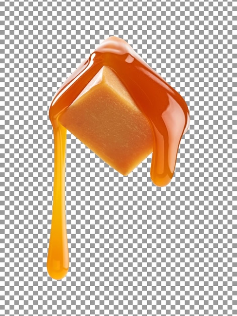 Caramel candy with caramel sauce 4 isolated on transparent background