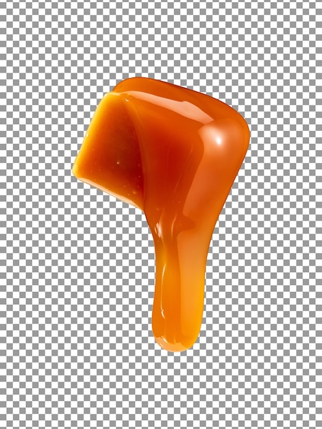 Caramel candy with caramel sauce on transparent background