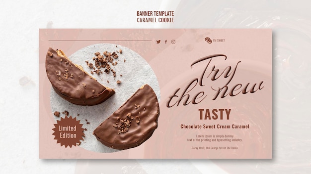 PSD caramel cookies banner