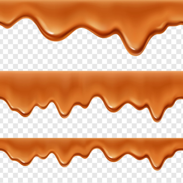 PSD caramel dripping sauce isolated on transparent background