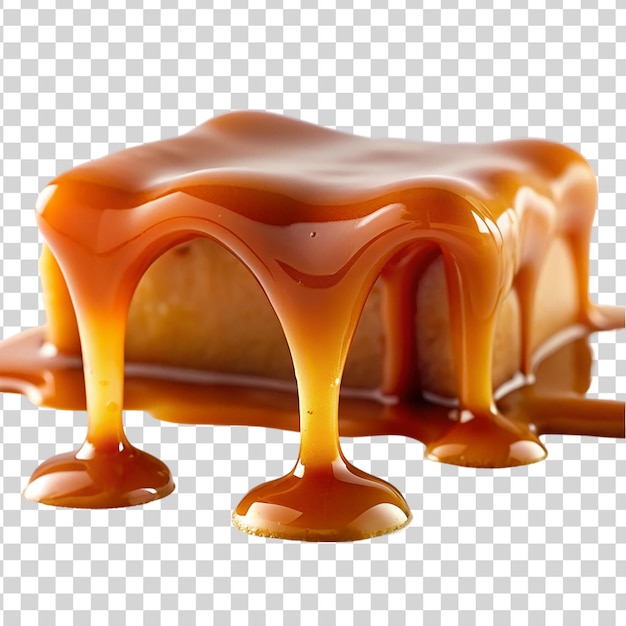 Caramel drips isolated on transparent background