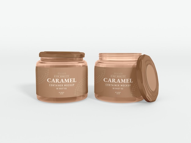 Caramel glass container packaging mockup