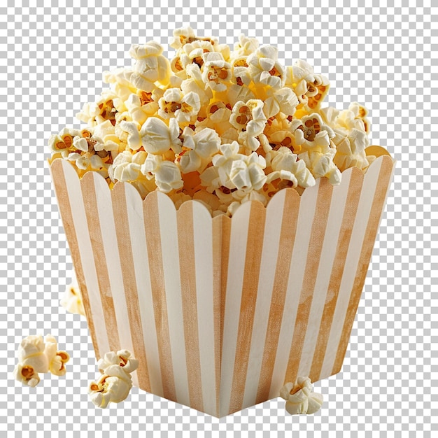 Caramel puff corn and glazed popcorn isolated on transparent background