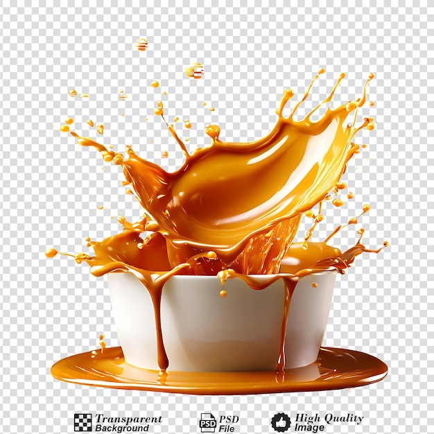 PSD caramel splash white and isolated on transparent background