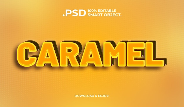 Caramel teksteffect 3d premium PSD-sjabloon