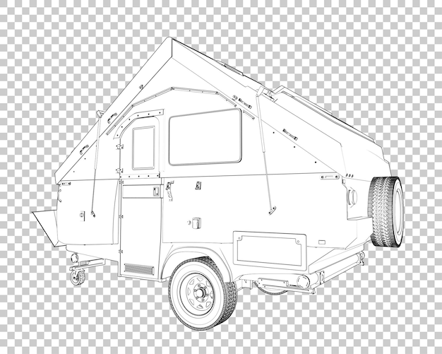 PSD caravan camper isolato su sfondo trasparente 3d rendering illustrazione