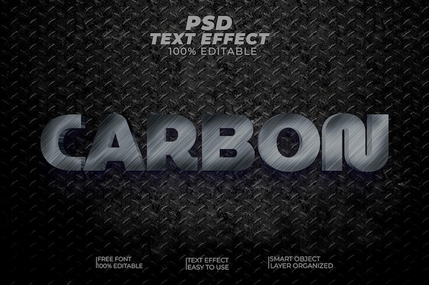 Carbon 3d редактируемый psd стиль текстового эффекта