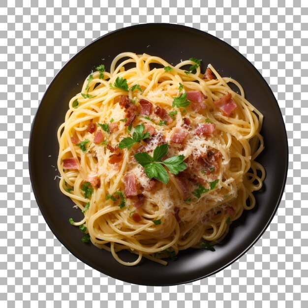 Carbonara pasta on transparent background