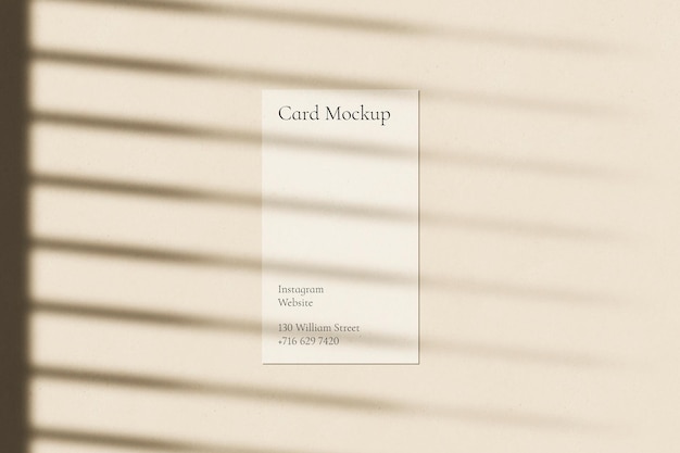 A card mockup is shown on a white paper.