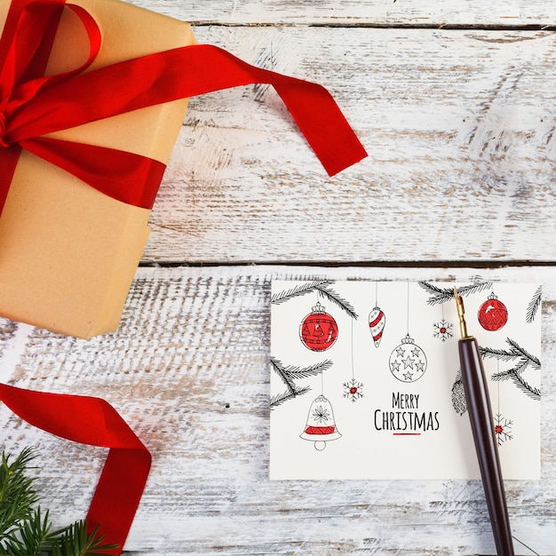 PSD card mockup with christmas concept