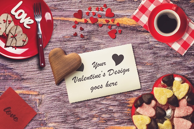 PSD card mockup with valentine design