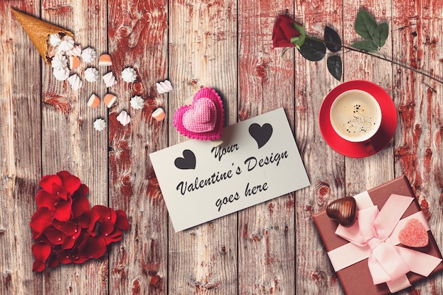 Card mockup with valentine design