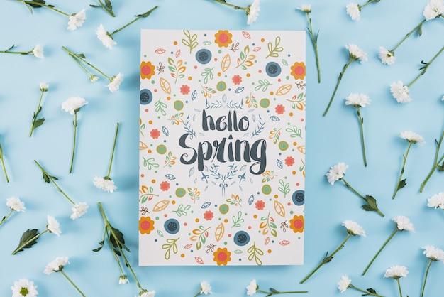 Card template for spring with flowers