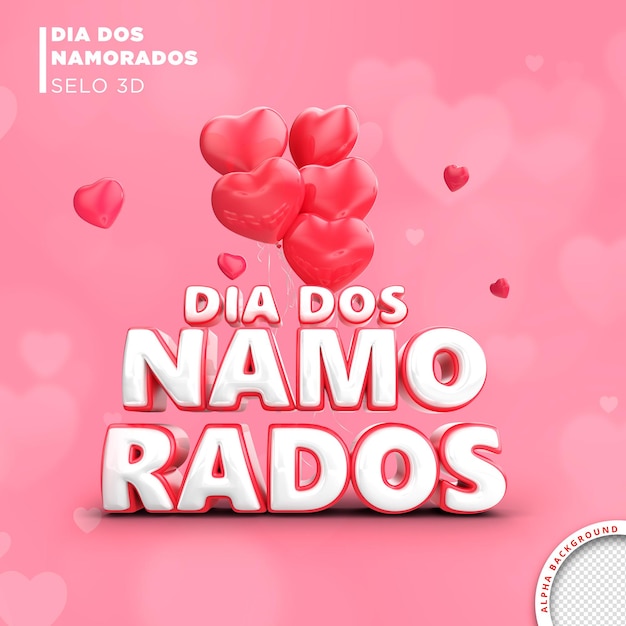 PSD card valentines day in brazil 3d render template design