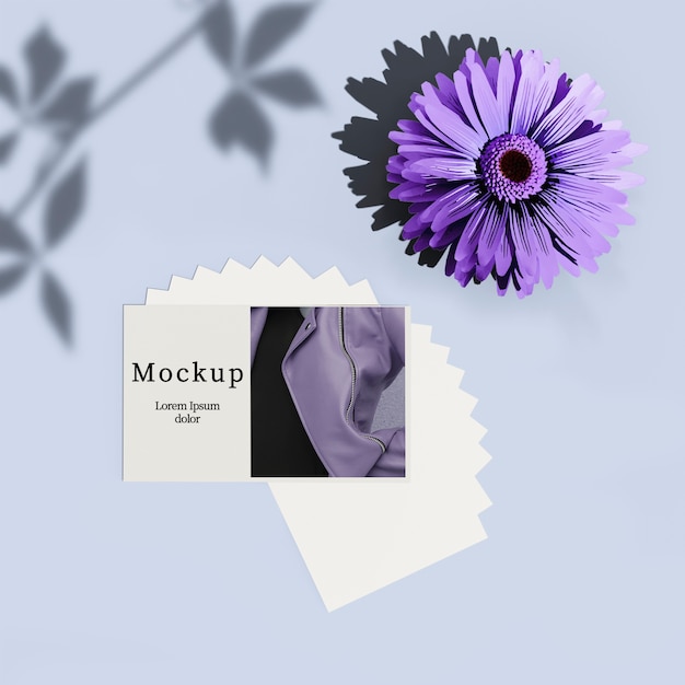 PSD card with flower and shadow