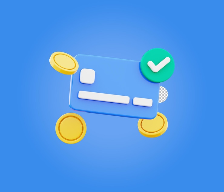 PSD 金貨のカードとチェックリスト チェックマーク チックアイコン 支払いシンボル 3dイラスト