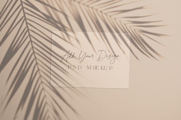 Card with overlay shadow palm leaves