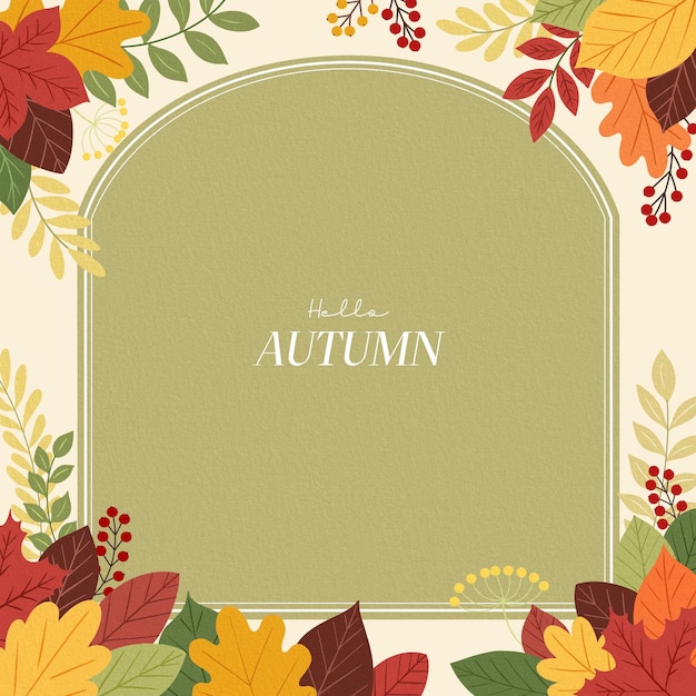 a card with a picture of autumn leaves and the words autumn