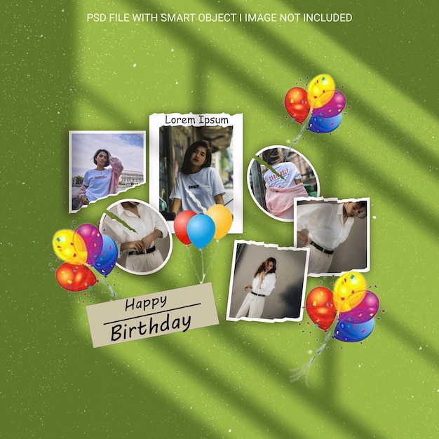誕生日おめでとうと書いてある写真と写真のカード