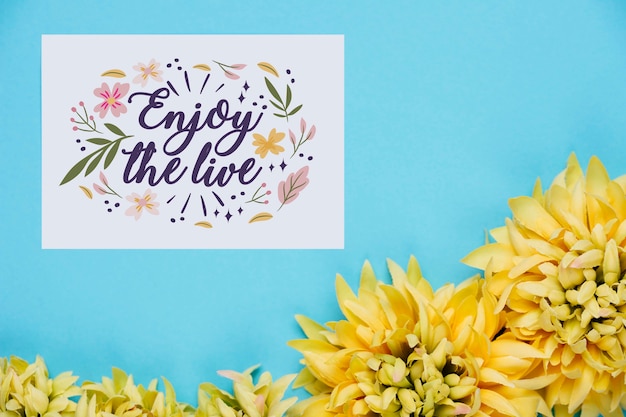 PSD card with positive message beside flowers