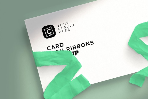 Card with ribbons Mockup