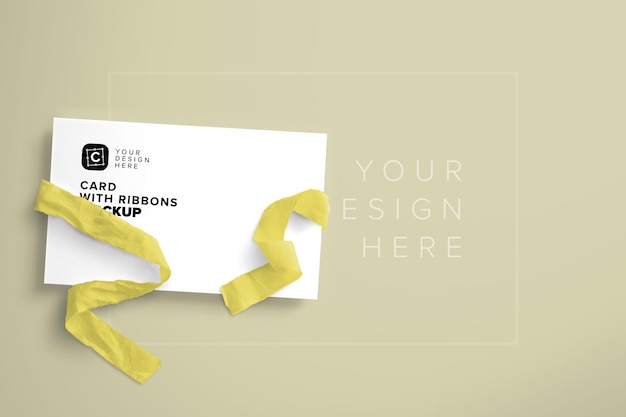 PSD card with ribbons mockup