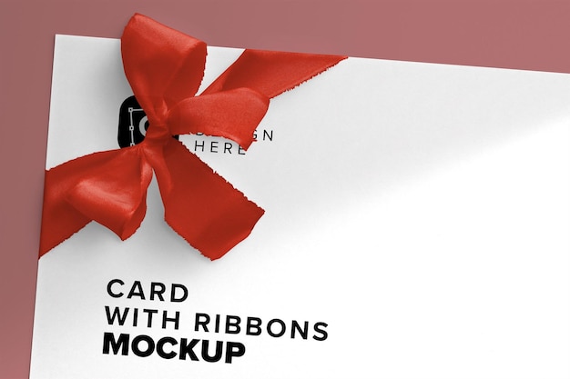 PSD card with ribbons mockup
