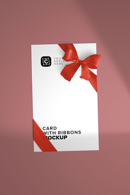 Card with ribbons Mockup