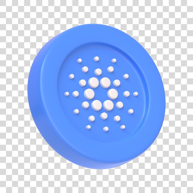 PSD cardano coin token isolated on white background 3d icon sign and symbol 3d render illustration